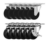 FactorDuty FactorDuty 12 Pack 2" Swivel Caster with Brake Wheels Hard Rubber Base w/Top Plate & Bearing (2" combo-12 pcs)