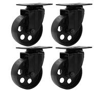 FactorDuty FactorDuty 4 All Black Metal Swivel Plate Caster Wheels Heavy Duty High-Gauge Steel (3" No Brake)