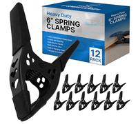 FactorDuty Lot of 12-6" inch Spring Clamp Large Super Heavy Duty Spring Metal All Black - 2.5 inch Jaw Opening