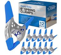 FactorDuty Lot of 12-6" inch Spring Clamp Large Super Heavy Duty Spring Metal Blue - 2.5 inch Jaw Opening