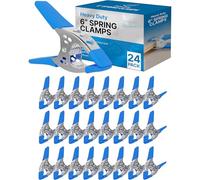 FactorDuty Lot of 24 - 153mm Spring Clamp Large Super Heavy Duty Spring Metal Blue - 77mm Jaw opening