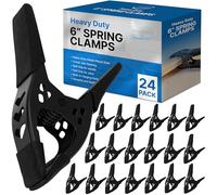 FactorDuty Lot of 24-6" inch Spring Clamp Large Super Heavy Duty Spring Metal All Black - 2.5 inch Jaw Opening