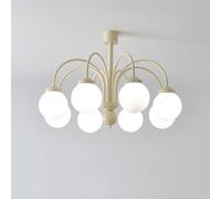 Factory 6-Lights Glass Chaner Modern Flush Mount Ceiling Light Fixture Round Sputnik Pendant White Green Nordic Mid Century for Bedroom Dining Room Living