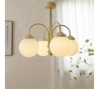 Factory 6-Lights Glass Chaner Modern Flush Mount Ceiling Light Fixture Round Sputnik Pendant White Green Nordic Mid Century for Bedroom Dining Room Living