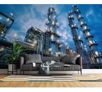 Factory Industrial Style Photo Wallpaper Architecture Landscape 350x256 cm Modern Non-Woven Poster 3D Print Large Wall Mural Decoration for Living Room Bedroom Dining Room Wall Art H1252