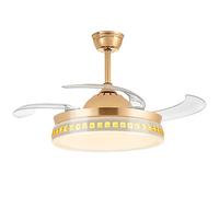 Factory Nordic Crystal Fan Chandelier Led Trichromatic Dimming Fan Light Abs Remote Control Ceiling Fan Lamp for Villa Bedroom Living Room Dining Room Library Perfect de, ZIU
