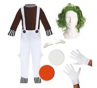 Factory Worker Costume - Wig, Eyebrows, Face Paint & Gloves I Love Fancy Dress Brown XL