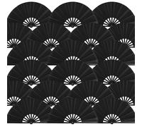 FACULX 20 PCS Large Folding Hand Fans for Line Dancing & Popping, Boots on The Ground Clacking Fans, Black Chinese Kung Fu Tai Chi Fans for Rave Party Festival Performance Gifts (Black)