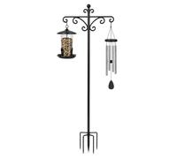 FACULX 92 Inch Adjustable Double Shepherds Hooks for Outdoor, Two Sided Garden Heavy Duty Bird Feeder Pole, Shepherds Hook for Hanging Plant Baskets, Solar Lights, Windchime