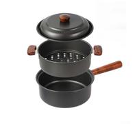 FACULX Camping Cookware Set 3L with Steamer for Outdoor Hot | Pot, Portable Aluminium Alloy for camp Kitchen Kit, Lightweight Backpacking Pots for Family Meal