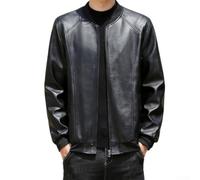 FACULX Casual Solid Black Coat with Baseball Collar Loose Casual Solid | Retro baseball collar, for slim fit , smooth zipper, side pockets, autumn winter wear