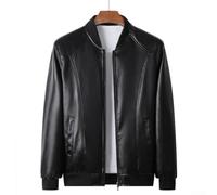 FACULX Casual Solid Black Coat with Baseball Collar Loose Casual Solid | Retro baseball collar, for slim fit , smooth zipper, side pockets, autumn winter wear