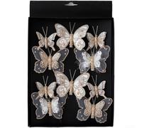 FACULX Christmas Fabric Feather Butterfly Ornaments Set for Holiday Tree and Wreath Decoration, Multicolour Hanging Decorative Accents, for Home Decor(Sparkling Wine Color)