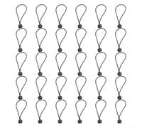 FACULX Elastic Tarp Tie Downs with 22.5mm Ball Tensioners, 15cm | 30 Pack Tent Guy Line Tensioners featuring Strong Elastic Cord and Thick Plastic Balls, 15cm Bungee Ropes for Securing