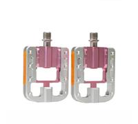 FACULX Foldable Bike Pedals with Three Bearings, CNC Alloy | Anti-Slip Dual Side Grip, Quick Fold Design for Brompton, Mountain & Road Bikes - Black Silver Pink