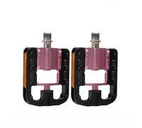 FACULX Foldable Bike Pedals with Three Bearings, CNC Alloy | Anti-Slip Dual Side Grip, Quick Fold Design for Brompton, Mountain & Road Bikes - Black Silver Pink