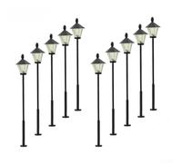FACULX LED Street Lamps HO Scale 5.5cm 3V-12V Model Train Scenery Lights For TT Railway Landscape DIY Decoration Set of 10 With Wiring