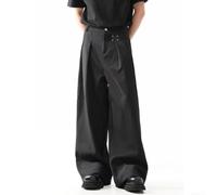 FACULX Men's Straight Suit Pants 95% Polyester Soft Stretch | Korean for cleanfit style, loose draped design, modern aesthetic, for versatile streetwear, for trendy silhouette