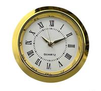 FACULX Miniature Quartz Watch Insert, Round Quartz Clock, Fit Up Movement, Miniature Clock, White for DIAL, Gold Trim, Stainless Steel Back Fit for Kitchen, Home, Living Room, Bedroom, School (36mm)