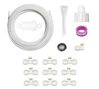 FACULX Misting Cooling System, Mist Irrigation System Kit With 32.8ft Garden Spray Hose & Brass Fittings For Garden Patio Greenhouse Temperature Control(White 10 m 10 head)