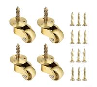 FACULX Set of 4 Solid Brass Castors Casters with Wheels, Antique Vintage 360°Swivel Wheels, 25mm Furniture Casters for Moving Furniture