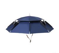 FACULX Solar-Powered Fishing Umbrella Hat with Cooling Fan, Double-Layer UV Protective Canopy, Foldable Design for Lake and River Angling(B)