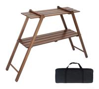 FACULX Solid Wood Camping Shelf Beech Wood Folding Rack Double