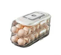 FACULX Stackable Egg Storage Box With Automatic Slide Function For Kitchen And Refrigerator Side Door Use, Transparent Container With Secure Lid And Built In Carry Handle(B)