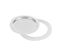 FACULX Stovetop Espresso Coffee Maker Replacement Parts for Italian Moka Pot Stainless Steel Filter and Silicone Gasket Seals