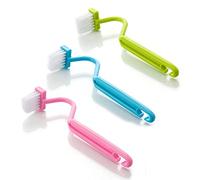 FACULX Toilet Brush, 3-Pack Under Rim Toilet Edge Brush, Curved Toilet Brush for Cleaning Toilet Corner, Plastic, Green+Pink+Blue