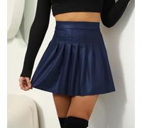 FACULX Womens Pleated for mini Skirt High Waist Faux Leather A-Line | Short Solid Colour Tennis Skirt for Ladies Girls Casual Party Clubwear Fashion for y2k Streetwear Summer Spring Outfit