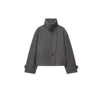 FACULX Women's Stand Collar Short Coat Polyester Casual | Stand collar design, short length , pure color style, moderate stretch, daily casual wear