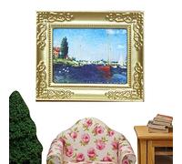 Facynde Miniature Framed Pictures - 1:12 Decoration Accessories,Antique Frame House Decorative Simulation Painting Accessories Model Doll Oil