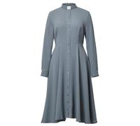 FAD-4U A Line Church Dresses for Women Long Sleeve Rows Buttons Decor Clergy Dress with Stand Collar Grey