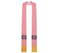 FAD-4U Catholic Clergy Stole with Embroidery for Priest and Pastor, Pink, 41.3‘’x 4.1‘’