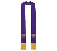 FAD-4U Catholic Clergy Stole with Embroidery for Priest and Pastor, Purple, 41.3‘’x 4.1‘’