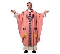 FAD-4U Church Catholic Priest Chasubles Vestments for Church Mass Vestments Robe with Stole, Pink&purple, 130cm 144cm