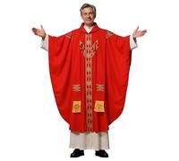 FAD-4U Church Catholic Priest Chasubles Vestments for Church Mass Vestments Robe with Stole, Red&gold, 130cm 144cm