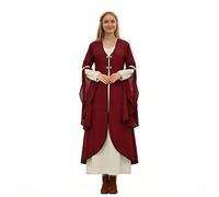 FAD-4U Medieval Renaissance Robe for Women, Long Cloak Dress with V-Neck and Bell Sleeves, Floor-Length Costume Coat for Halloween, Cosplay, Gothic Fantasy, Tudor, Reenactment