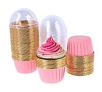 FADACAI 50 Pieces Cupcake Ramekins, 7oz 154ml Cupcake Cases, Disposable Ramekins for Cupcakes, Cupcake Cups with Lids, Muffin Cupcake Baking Cup for Wedding Birthday Party