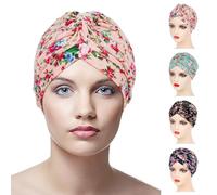 FADACHY Turbans for Women,Silk Bonnet for Sleeping Pre Tied,Soft Stretch Cotton Silk Head Wrap,Head Scarf for Women UK 4 Color