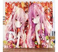 Fadaing Anime Blackout Curtains Anime Girls Fantasy Opaque Curtains Cartoon Girls Manga Japanese Blackout Curtain for Bedroom Children's Room (100 x 140 cm (W x H) / 50 x 140 cm x 2.2 cm
