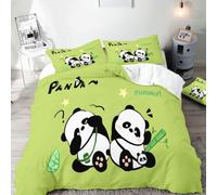 Fadaing Black and White Panda Bedding Set, 220 x 240 cm, Cute Cartoon Anime Style Bedding with Pillowcase, 3D Digital Print Duvet Cover, General for Children and Adults, Microfibre