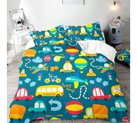 Fadaing Car Taxi, Plane, Bicycle, Racing Car, Excavator Bed Linen, Animal Panda, China and Pillowcases, 3D Print, Microfibre Duvet Cover Set for Teenagers (2, 220 x 240 cm)