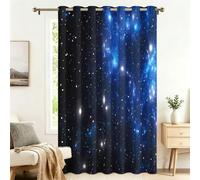 Fadaing Galaxy Starry Sky Curtains with Eyelets, 1 Piece, Room Divider Curtains, Blackout, 175 x 140 cm, Darkening Thermal Curtains, Heat Insulating, Winter, Summer, Thermal Protection, Indoor Sun