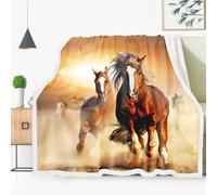 Fadaing Horse Blanket, 150 x 200 cm, Cuddly Blankets, Wild Horses, Horse Blankets, Thick Blanket, Warm Sofa Blankets, Animal Motif, Flannel Sleeping Blanket for Adults, Children (3.75 x 100 cm)