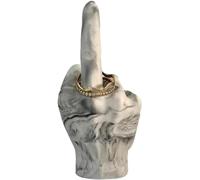 Fadaing Middle Finger Ring Holder, Funny Middle Finger Statue Hand Gesture Table Sculpture, Hand Jewellery Stand, Resin