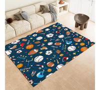 Fadaing Multisport Elements Living Room Rug Soft Washable Rug 60 x 90 cm Non-Slip Small Flat Shaggy Flannel Rug for Dining Room Kitchen Boys House