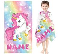 Fadaing Personalised Beach Towel with Name, Rainbow Unicorn Hand Towel Bath Towel with Name for Girls Unicorn Microfibre Beach Towel Large 100 x 200 cm Bath Towel for Children (1.70 x 140 cm)