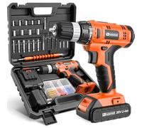 FADAKWALT 20V Cordless Drill Set ，Powerful Drill bit Sets,Torque 30N,21+1 Torque Setting,3/8” inch Keyless Chuck, 40pcs,Electric Drill with 2.0AH Li-Ion Battery and LED Light.